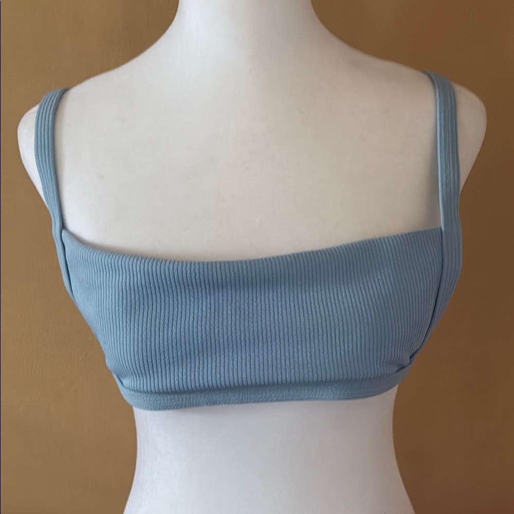 Zaful Blue Ribbed Bikini Top